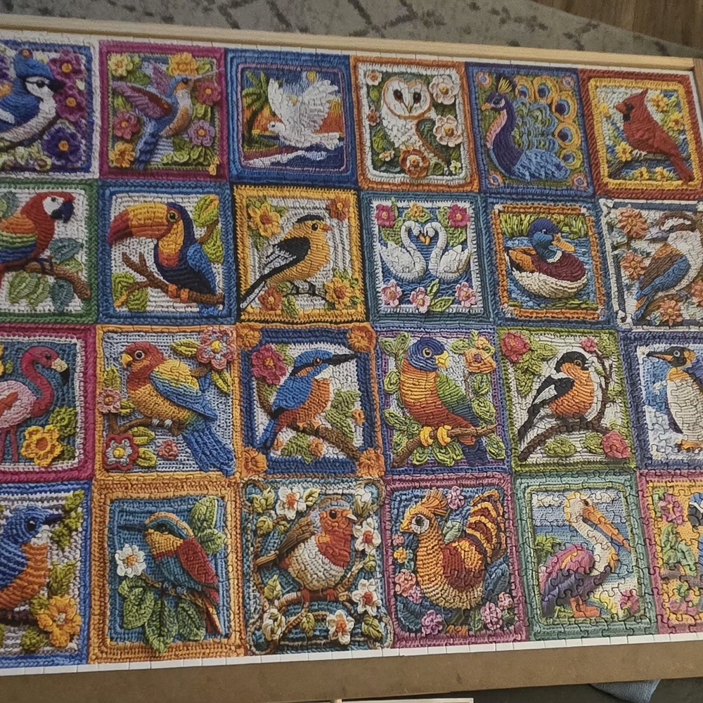 White Mountain Colorful Bird Squares Jigsaw Puzzle